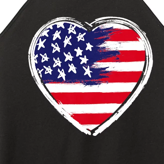 Heart Us Flag 4th Of July Patriotic American Stars Stripes Women’s Perfect Tri Rocker Tank