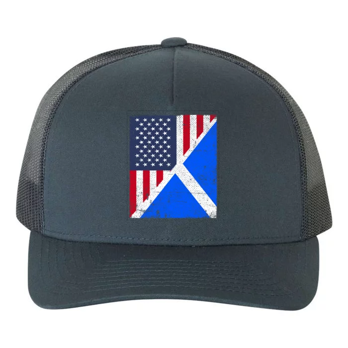 Half Usa Flag Half Scotland Flag Gift American Scottish Gift Yupoong Adult 5-Panel Trucker Hat