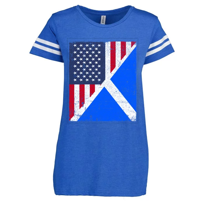 Half Usa Flag Half Scotland Flag Gift American Scottish Gift Enza Ladies Jersey Football T-Shirt