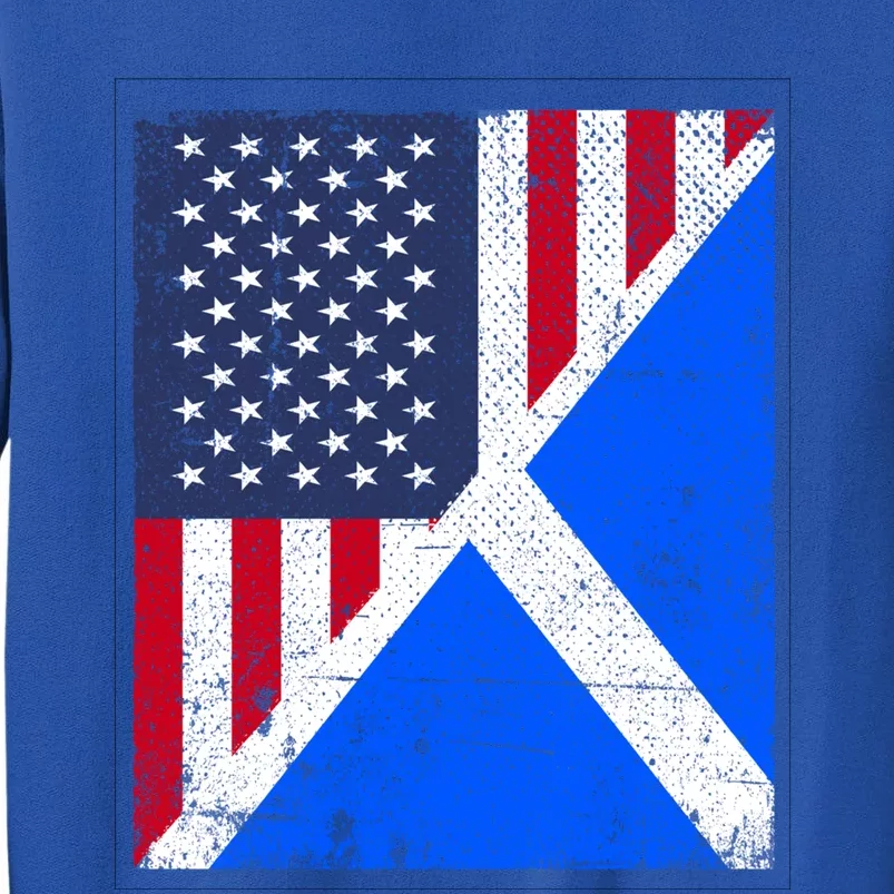 Half Usa Flag Half Scotland Flag Cute Gift American Scottish Gift Tall Sweatshirt