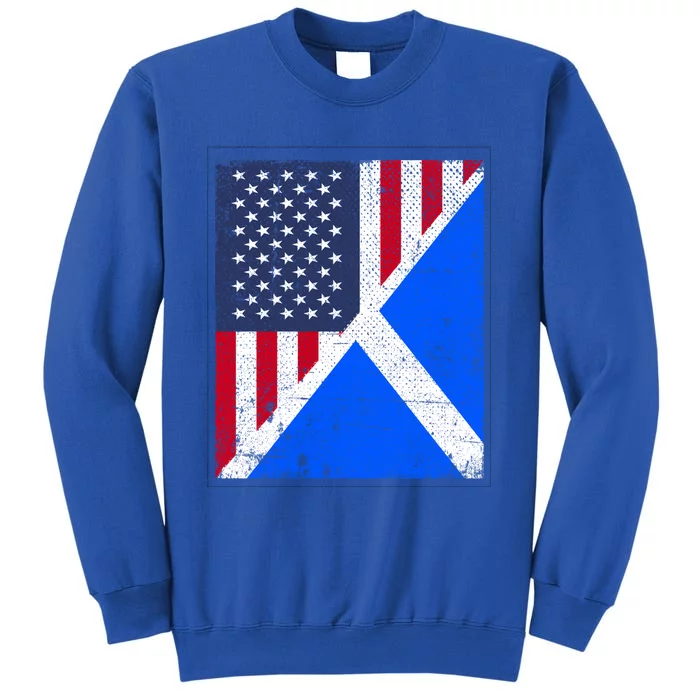 Half Usa Flag Half Scotland Flag Cute Gift American Scottish Gift Tall Sweatshirt