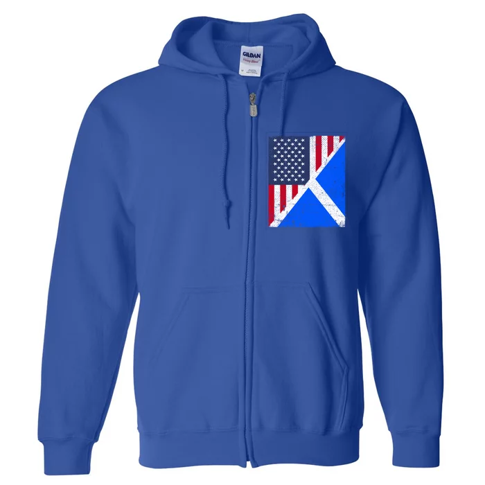 Half Usa Flag Half Scotland Flag Cute Gift American Scottish Gift Full Zip Hoodie