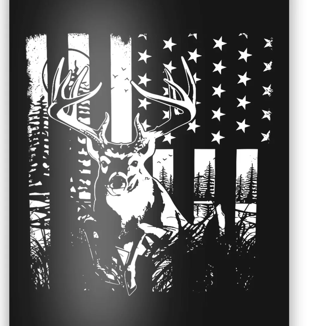 Hunting Us Flag Deer Elk Buck Camoflage Hunter Dad Gift Poster