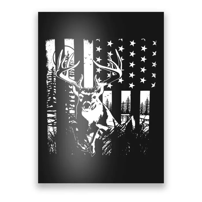 Hunting Us Flag Deer Elk Buck Camoflage Hunter Dad Gift Poster