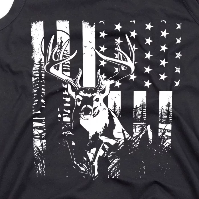 Hunting Us Flag Deer Elk Buck Camoflage Hunter Dad Gift Tank Top