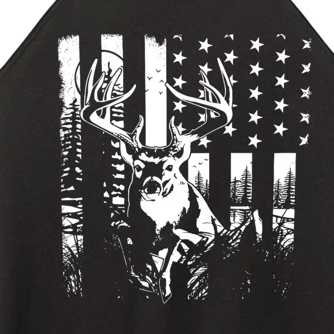 Hunting Us Flag Deer Elk Buck Camoflage Hunter Dad Gift Women’s Perfect Tri Rocker Tank