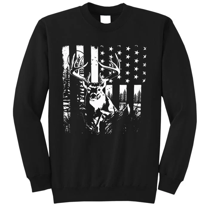 Hunting US Flag Deer Elk Buck Camoflage Hunter Dad Gift Sweatshirt