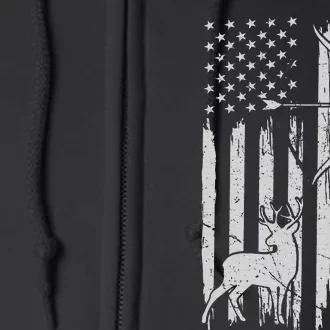 Hunter Usa Flag Hunting Deer Hunt Compound Bow Full Zip Hoodie