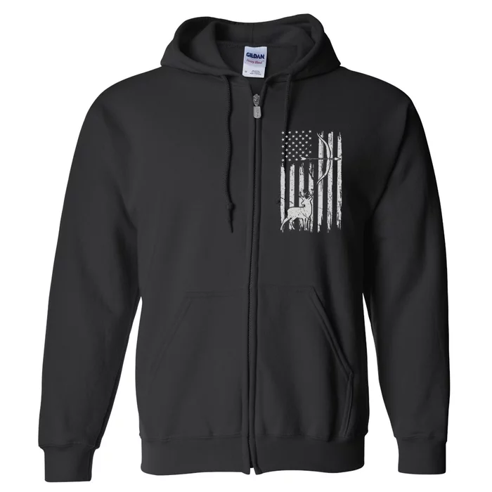 Hunter Usa Flag Hunting Deer Hunt Compound Bow Full Zip Hoodie