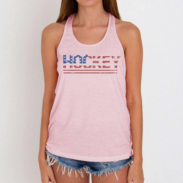 Hockey Usa Flag Cool Gift Women's Knotted Racerback Tank