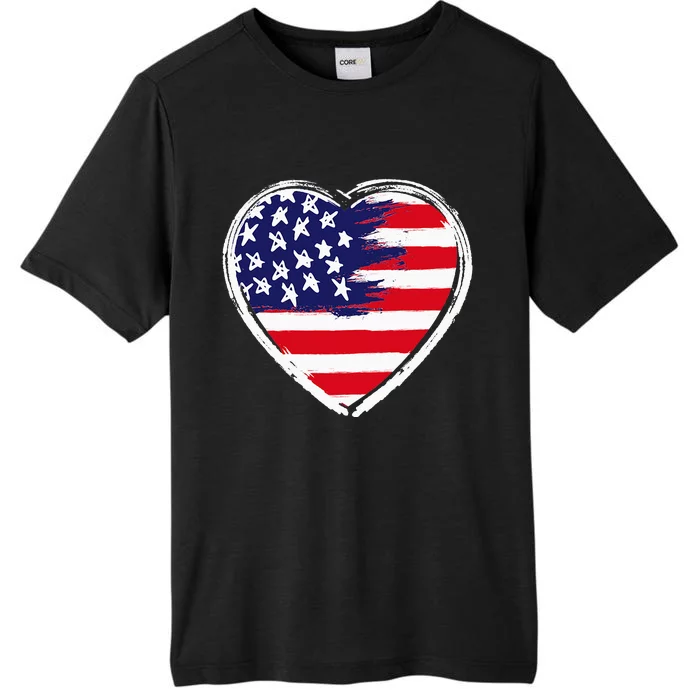 Heart Us Flag 4th Of July Patriotic American Stars Stripes ChromaSoft Performance T-Shirt