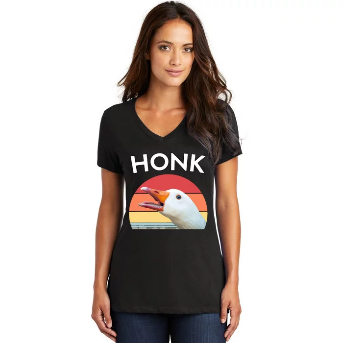 HONK UNTITLED GOOSE MEME RETRO VINTAGE Women's V-Neck T-Shirt