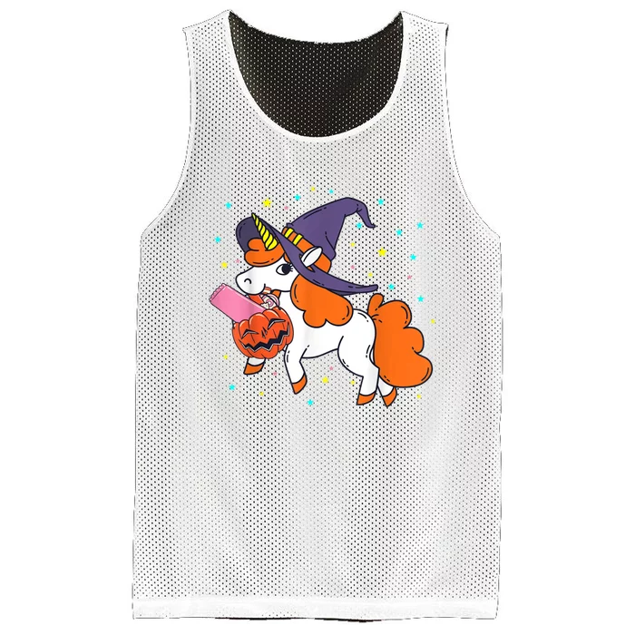 Halloween Unicorn Girls Witchy Unicorn Halloween Mesh Reversible Basketball Jersey Tank