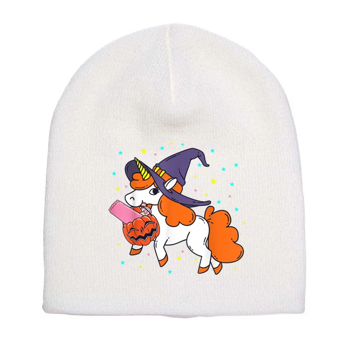 Halloween Unicorn Girls Witchy Unicorn Halloween Short Acrylic Beanie