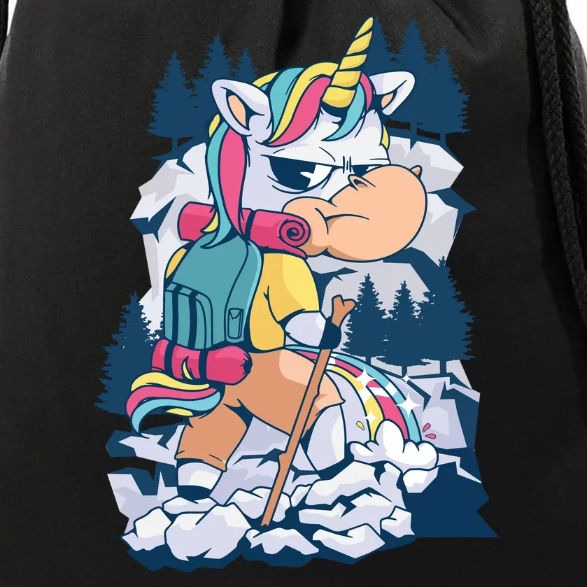 Hiking Unicorn Drawstring Bag