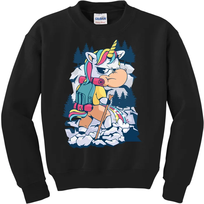 Hiking Unicorn Kids Sweatshirt