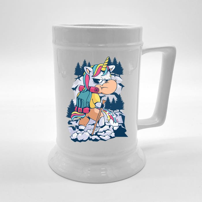 Hiking Unicorn Front & Back Beer Stein