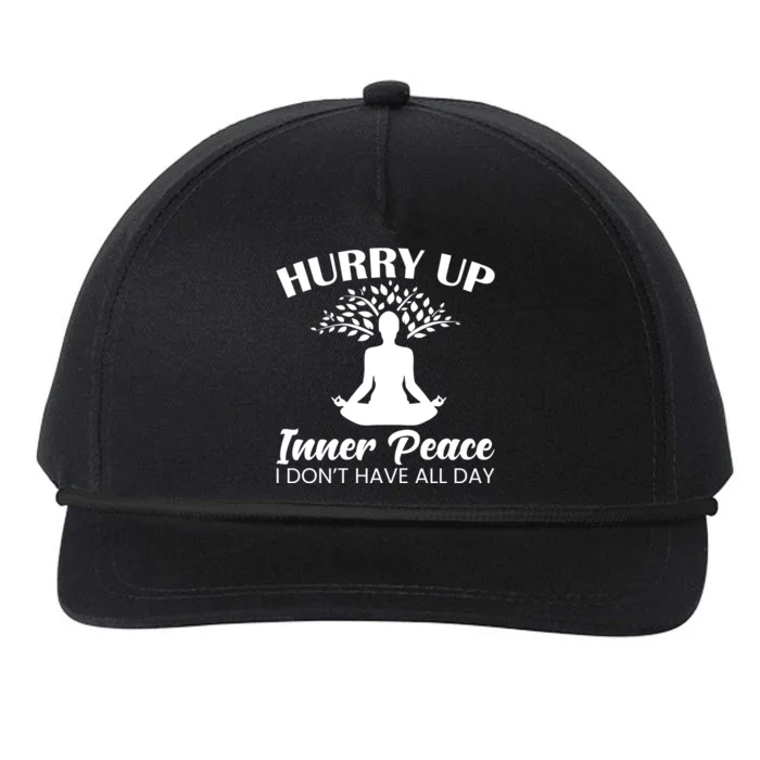 Hurry Up Inner Peace Yoga Cute Gift Snapback Five-Panel Rope Hat