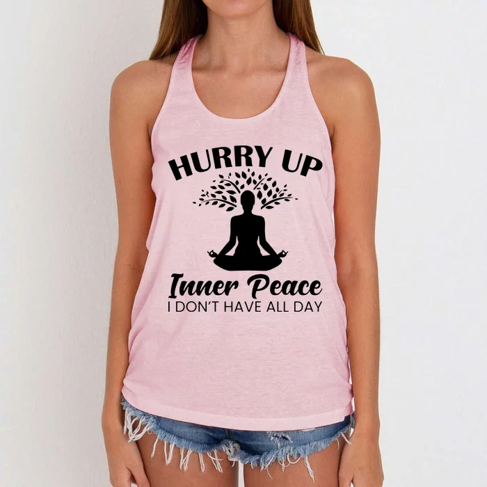 Hurry Up Inner Peace Women's Knotted Racerback Tank