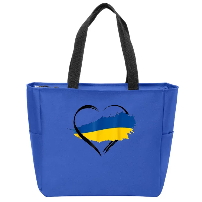 Heart Ukraine I Stand With Ukraine Ukrainian Flag Gift Zip Tote Bag