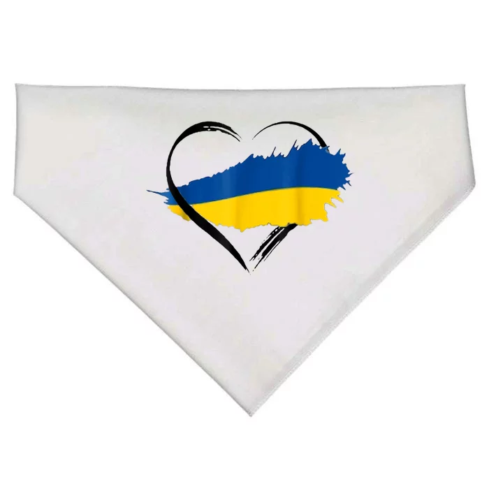 Heart Ukraine I Stand With Ukraine Ukrainian Flag Gift USA-Made Doggie Bandana