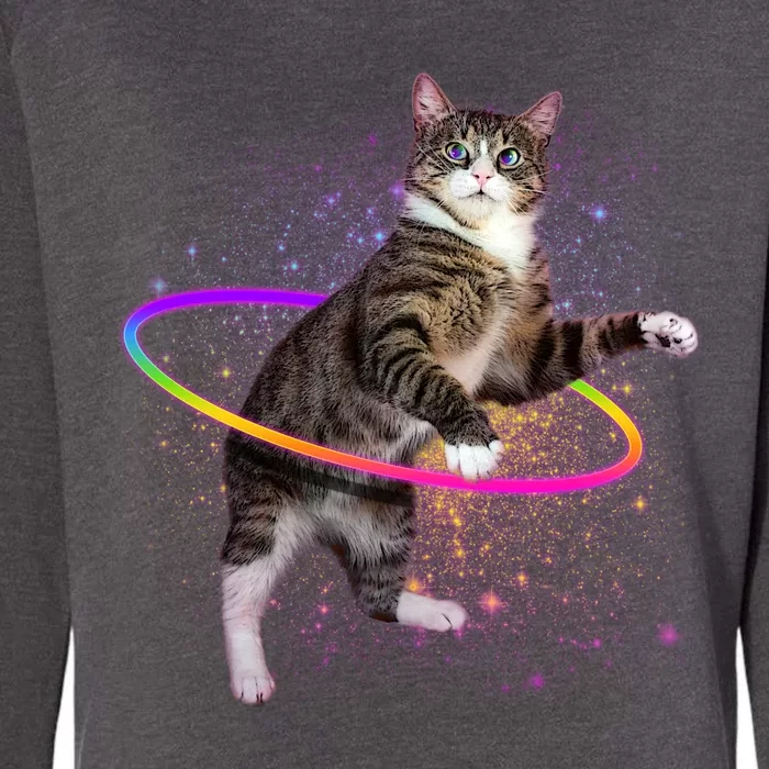 Hula Hoop Galaxy Cat Womens California Wash Sweatshirt