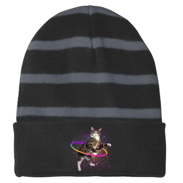 Hula Hoop Galaxy Cat Striped Beanie with Solid Band