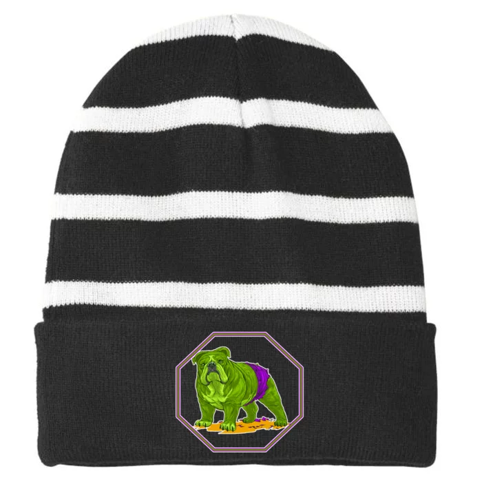 Hulk Green Dog Striped Beanie with Solid Band