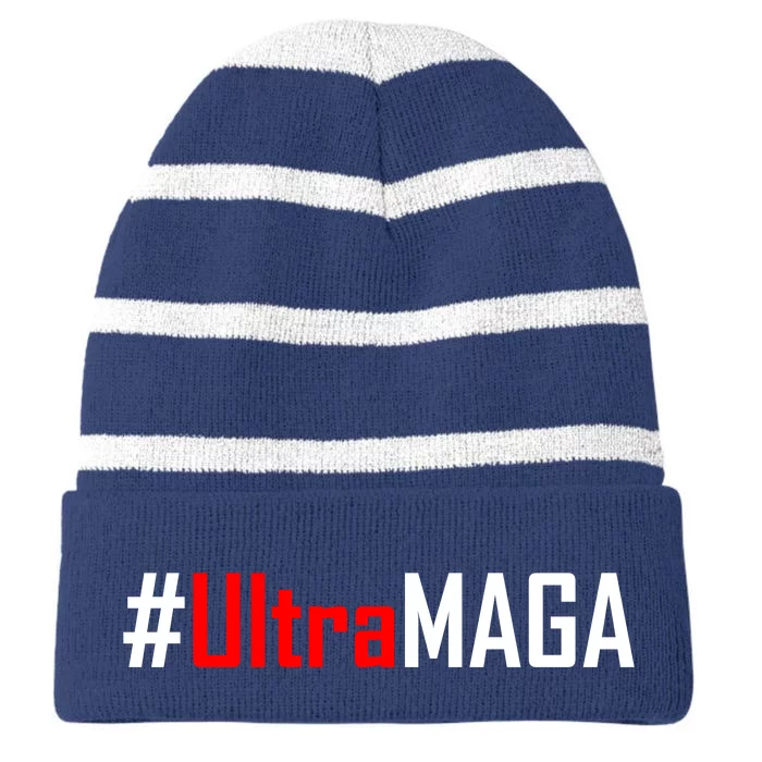 Hashtag Ultra MAGA USA United States Of America Striped Beanie with Solid Band