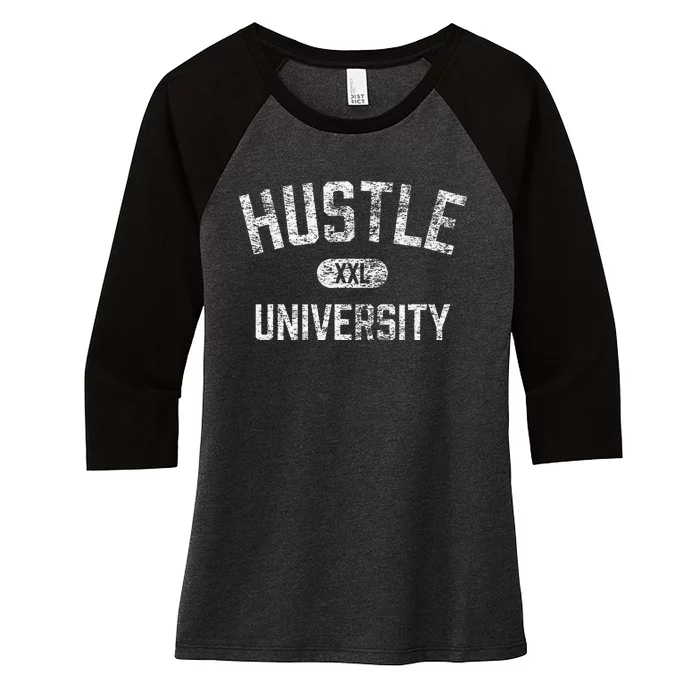 Hustle University Motivational Design For Hustlers Women's Tri-Blend 3/4-Sleeve Raglan Shirt