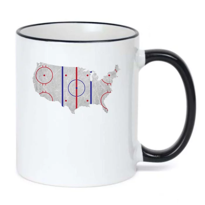 Hockey USA Map Black Color Changing Mug