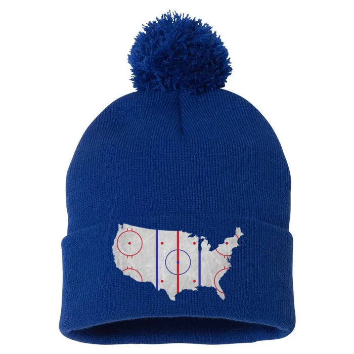 Hockey USA Map Pom Pom 12in Knit Beanie