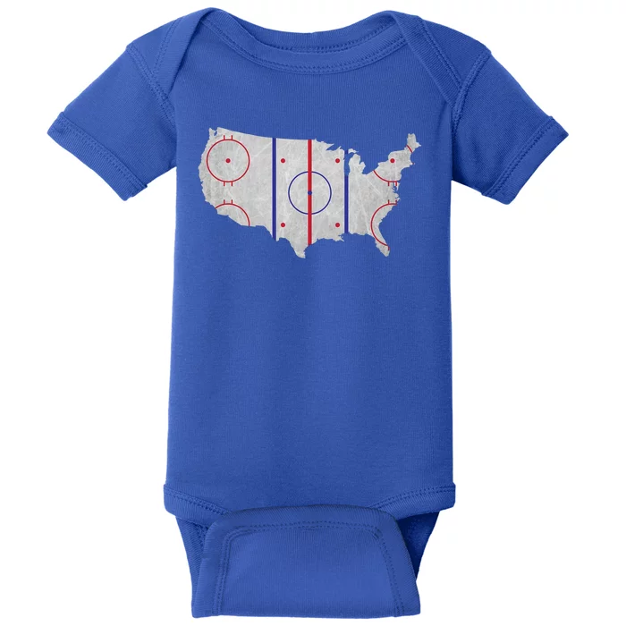 Hockey USA Map Baby Bodysuit