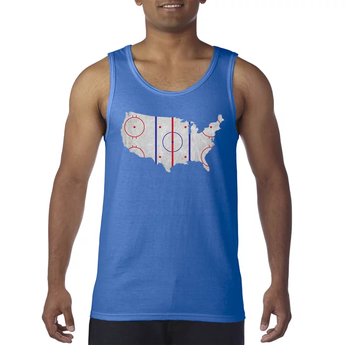 Hockey USA Map Tank Top