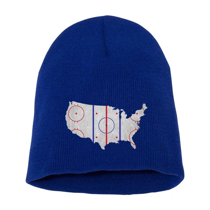 Hockey USA Map Short Acrylic Beanie