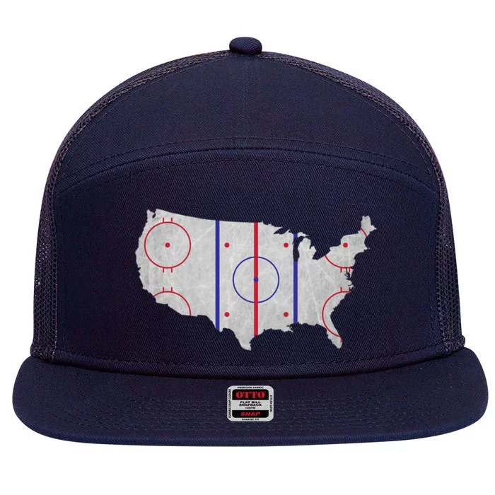 Hockey USA Map 7 Panel Mesh Trucker Snapback Hat