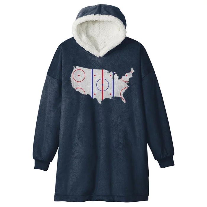 Hockey USA Map Hooded Wearable Blanket