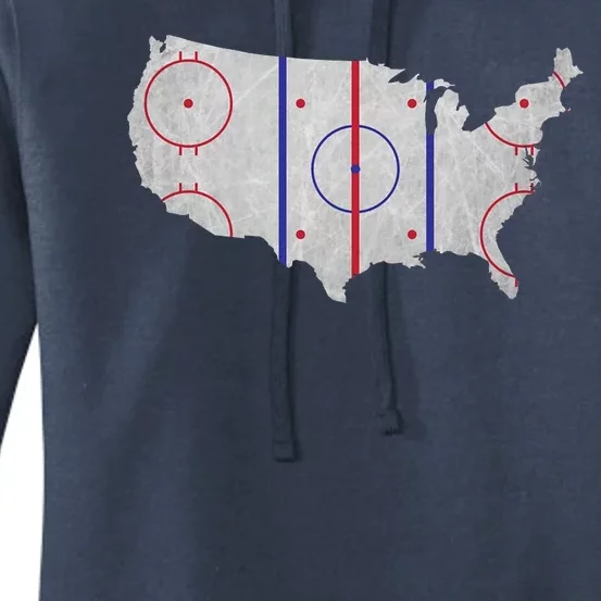 Hockey USA Map Women's Pullover Hoodie