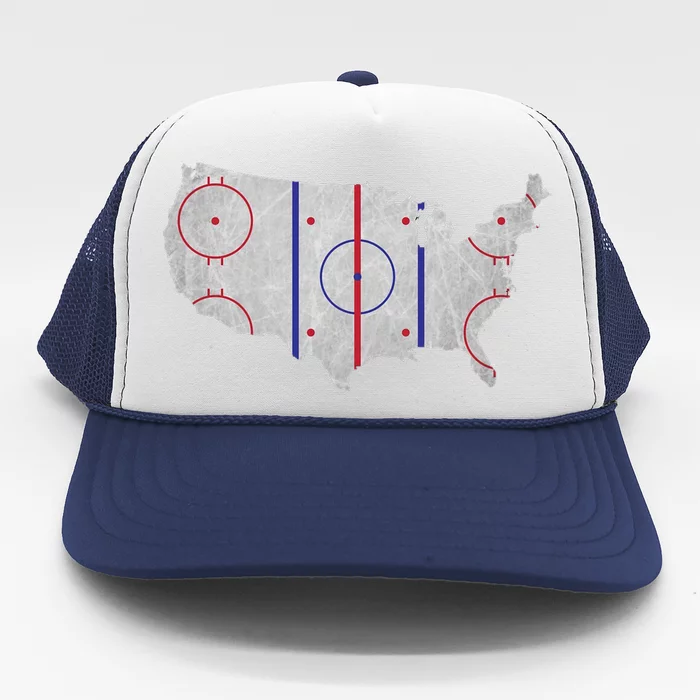 Hockey USA Map Trucker Hat