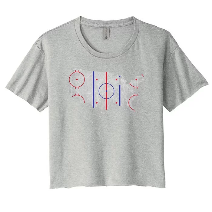 Hockey USA Map Women's Crop Top Tee