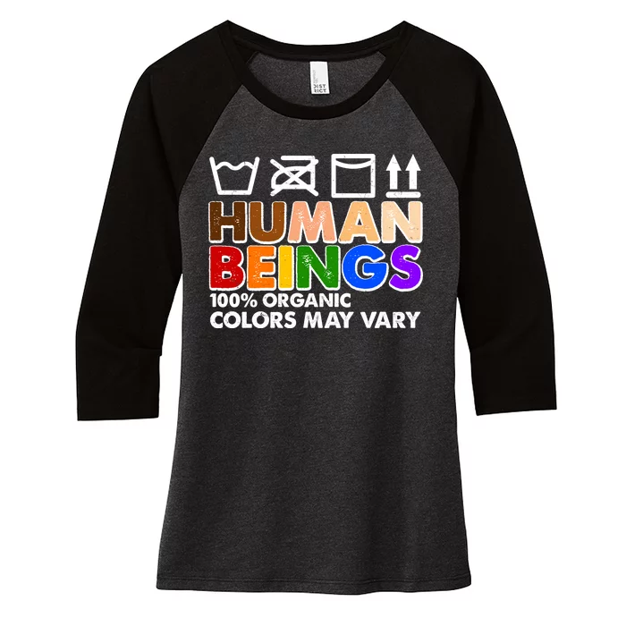 Human Beings 100 Percent Organic Colors May Vary Women's Tri-Blend 3/4-Sleeve Raglan Shirt