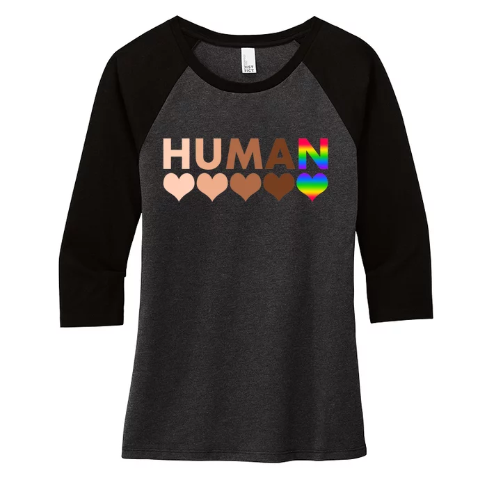 Human Diversity Human Rights Women's Tri-Blend 3/4-Sleeve Raglan Shirt