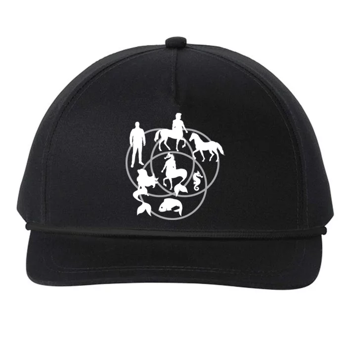 Human Horse Fish Venn Diagram Snapback Five-Panel Rope Hat