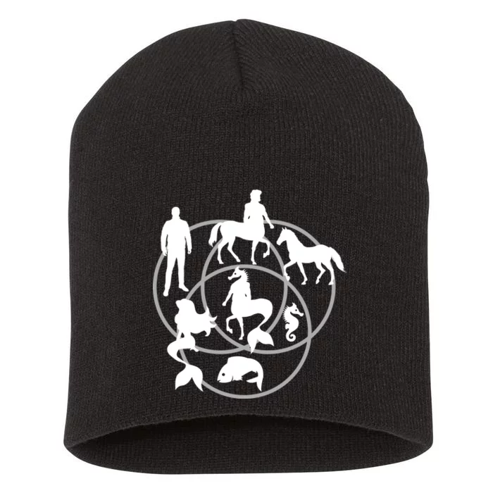 Human Horse Fish Venn Diagram Short Acrylic Beanie