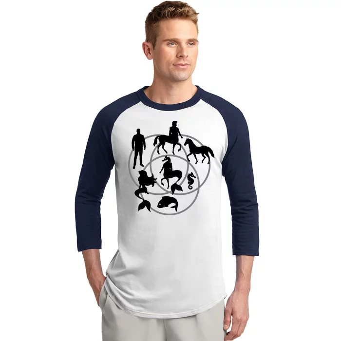 Human Horse Fish Venn Diagram Baseball Sleeve Shirt