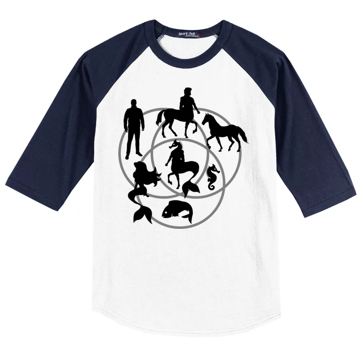 Human Horse Fish Venn Diagram Baseball Sleeve Shirt