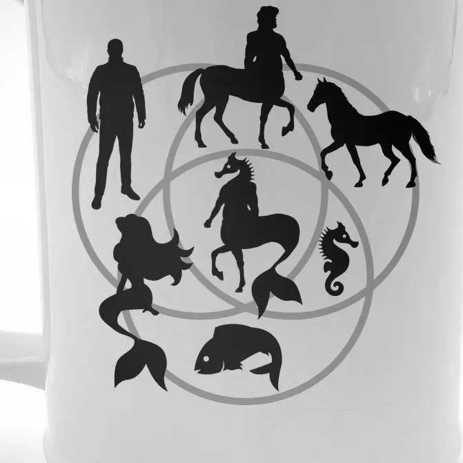 Human Horse Fish Venn Diagram Front & Back Beer Stein