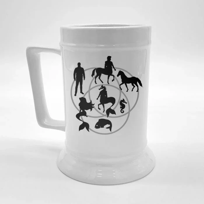 Human Horse Fish Venn Diagram Front & Back Beer Stein