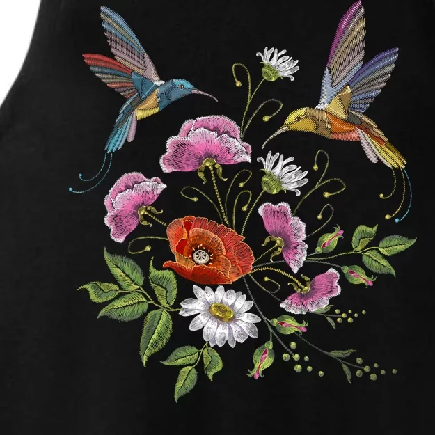 Humming Birds Flowers Ladies Tri-Blend Wicking Tank