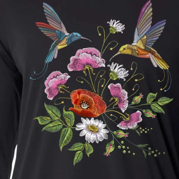 Humming Birds Flowers Cooling Performance Long Sleeve Crew